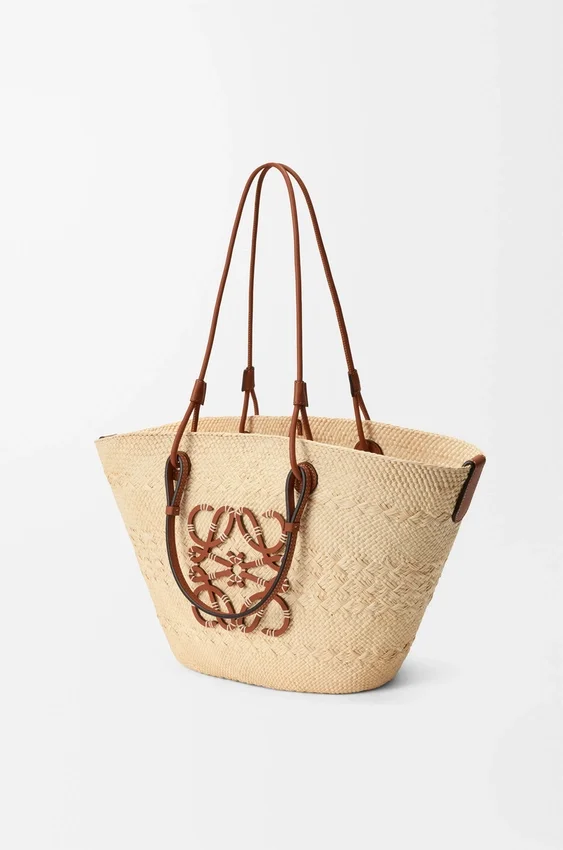 Medium Anagram Basket Bag in Iraca Palm and Calfskin Medium Anagram Basket Bag in Iraca Palm and Calfskin