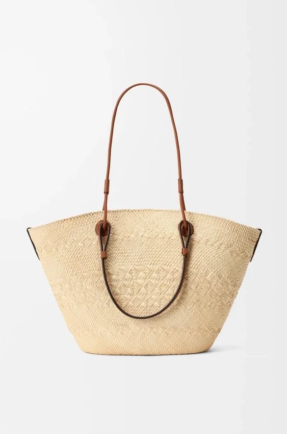 Medium Anagram Basket Bag in Iraca Palm and Calfskin Medium Anagram Basket Bag in Iraca Palm and Calfskin