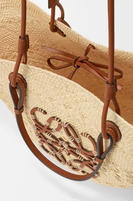 Medium Anagram Basket Bag in Iraca Palm and Calfskin Medium Anagram Basket Bag in Iraca Palm and Calfskin