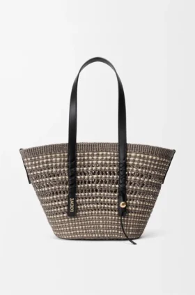 Medium Braid Basket in Iraca Palm and Calfskin