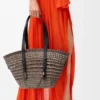 Medium Braid Basket in Iraca Palm and Calfskin Medium Braid Basket in Iraca Palm and Calfskin