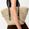 Medium Braid Basket in Iraca Palm and Calfskin Medium Braid Basket in Iraca Palm and Calfskin