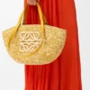 Medium Eclipse Basket in Raffia and Calfskin Medium Eclipse Basket in Raffia and Calfskin