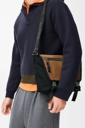 Medium Flex Messenger in Canvas and Suede