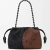 Medium Lion Beads Flamenco Purse in Beaded Canvas and Calfskin