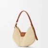 Medium Loewe Swing Bag in Raffia and Calfskin