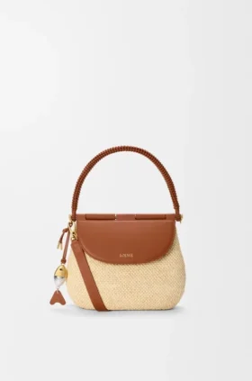 Medium Pescador Bag in Raffia and Calfskin