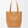 Medium Puzzle Fold Tote in Shiny Calfskin