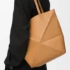 Medium Puzzle Fold Tote in Shiny Calfskin
