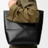 Medium Puzzle Fold Tote in Shiny Calfskin
