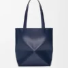 Medium Puzzle Fold Tote in Shiny Calfskin