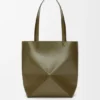 Medium Puzzle Fold Tote in Shiny Calfskin