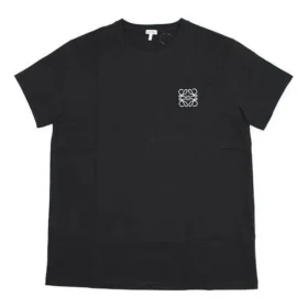 Men”S Loewe Anagram Classic Embroidered Cotton Round Neck Short Sleeve Black H6109230Cr-1100