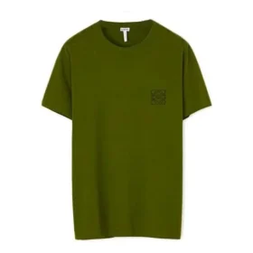 Men”S Loewe Anagram Classic Embroidered Cotton Round Neck Short Sleeve Green H6109230Cr-4160