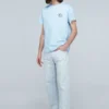 Men”S Loewe Anagram Classic Embroidered Cotton Round Neck Short Sleeve Light Blue H6109230Cr-6410