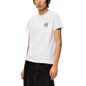 Men”S Loewe Anagram Embroidered Cotton Round Neck Short Sleeve White H526Y22J26-2100