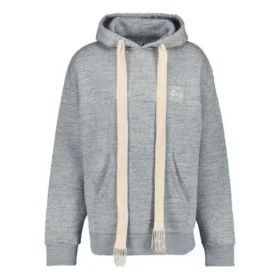 Men”S Loewe Anagram Embroidered Hooded Long Sleeves Gray H6109701Si