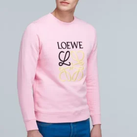 Men”S Loewe Anagram Embroidered Sports Long Sleeves Pink Red H6109900Cr-7080