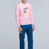 Men”S Loewe Anagram Embroidered Sports Long Sleeves Pink Red H6109900Cr-7080
