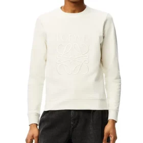 Men”S Loewe Anagram Logo Embroidered Cotton Pullover Creamy White H526341Xa1-2370