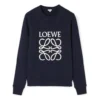 Men”S Loewe Anagram Logo Embroidered Cotton Pullover Navy Blue H526341Xa1-5110