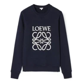 Men”S Loewe Anagram Logo Embroidered Cotton Pullover Navy Blue H526341Xa1-5110