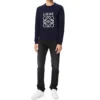 Men”S Loewe Anagram Logo Embroidered Cotton Pullover Navy Blue H526341Xa1-5110