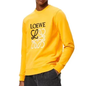 Men”S Loewe Anagram Logo Embroidered Cotton Pullover Orange H526341Xa1-9100