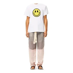 Men”S Loewe Chest Smiling Face Printing Pure Cotton Short Sleeve White H616341X87-2100
