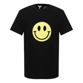 Men”S Loewe Chest Yellow Smiling Face Short Sleeve Black H616341X87-1100