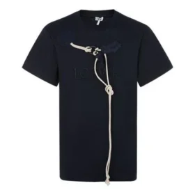 Men”S Loewe Cotton Drawstring Design Short Sleeve Navy Blue H6109031Si-5110