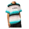 Men”S Loewe Cotton Stripe Embroidered Logo Short Sleeve H6109950Pc-9990