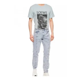 Men”S Loewe Ken Heyman Printing Cotton Short Sleeve Pink Blue H6109980Pc-6410