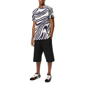 Men”S Loewe Stripe Cotton Short Sleeve White Blue H526341X72-2091