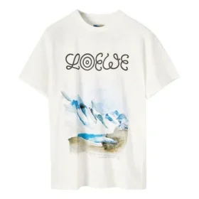 Men”S Loewe White Snow Mountain Printing Short Sleeve White H6299983Pc-2100