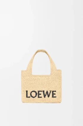 Mini Loewe Font Tote in Raffia Mini Loewe Font Tote in Raffia