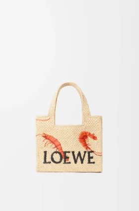 Mini Loewe Font Tote in Raffia