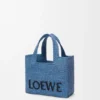 Mini Loewe Font Tote in Raffia