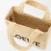 Mini Loewe Font Tote in Raffia