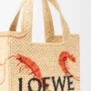 Mini Loewe Font Tote in Raffia