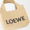 Mini Loewe Font Tote in Raffia