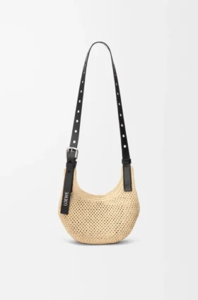 Mini Punch Hole Hobo in Raffia and Calfskin Mini Punch Hole Hobo in Raffia and Calfskin