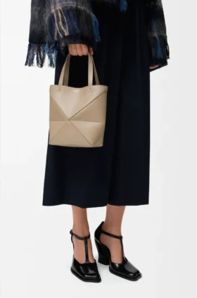 Mini Puzzle Fold Tote in Shiny Calfskin