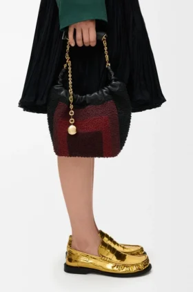 Mini Squeeze Bag in Beaded Leather