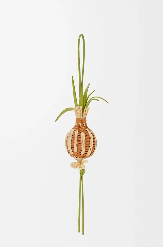 Onion Sprout Charm in Classic Calfskin and Raffia Onion Sprout Charm in Classic Calfskin and Raffia
