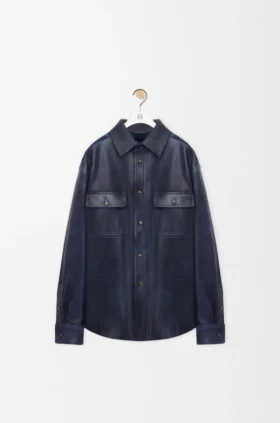 Overshirt in Nappa Lambskin and Cotton