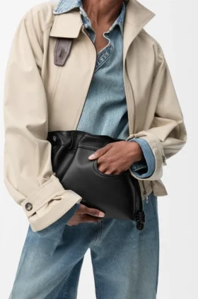 Panta Medium Flamenco Clutch in Shiny Calfskin