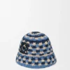 Patch Crochet Bucket Hat in Raffia and Calfskin Patch Crochet Bucket Hat in Raffia and Calfskin