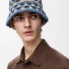Patch Crochet Bucket Hat in Raffia and Calfskin Patch Crochet Bucket Hat in Raffia and Calfskin