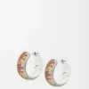 Pavé Hoop Earrings in Sterling Silver and Crystals